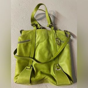 Francesco Biasia green leather tote/carry-on bag